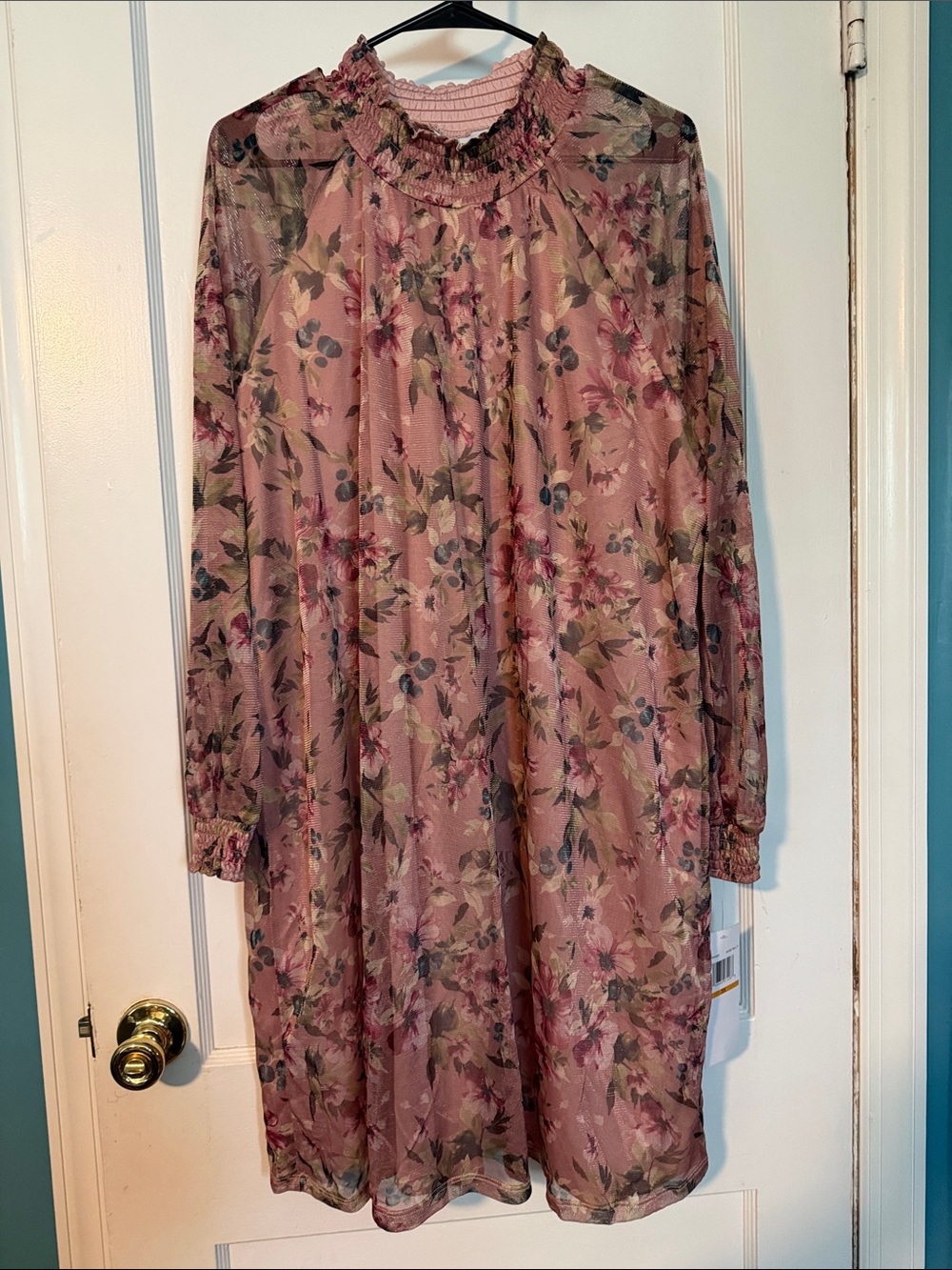 Nina Leonard Dusty Rose Floral Midi Dress size 3x